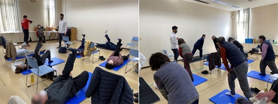 高石健幸リビング・ラボでの運動指導の様子（2021年3月22日）