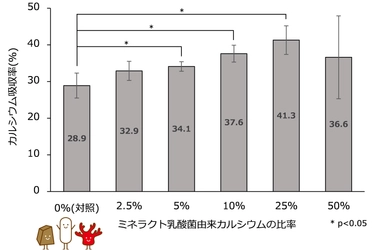 黒糖とサンゴカルシウムの植物性乳酸菌発酵物である ミネラクト乳酸菌でカルシウム吸収促進効果を確認