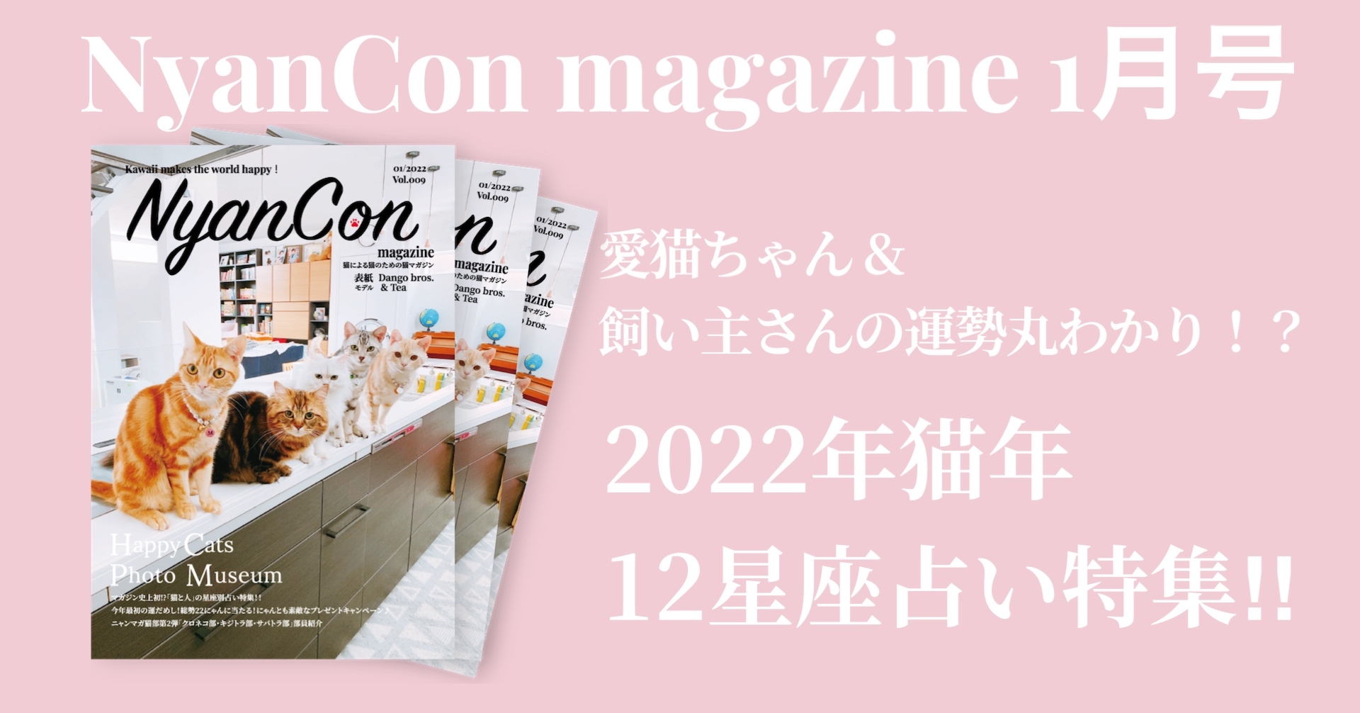 ２０２２年猫年！愛猫ちゃん＆飼い主さんの運勢丸わかり！？「猫と人」の星座別占い特集！！NyanCon magazine 最新号２０２２年1月2２日（sat）発売。
