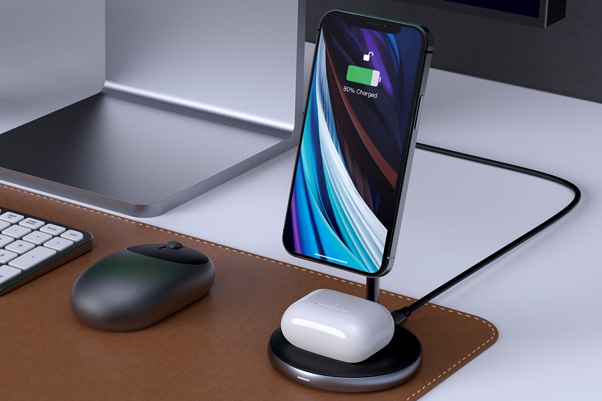HYPER、Magsafe対応iPhoneにピタッと付着する「HyperJuice マグネット式2-in-1ワイヤレス充電スタンド」販売開始 ~AirPodsも同時に充電、角度調節に対応、縦横の簡単切り替え~