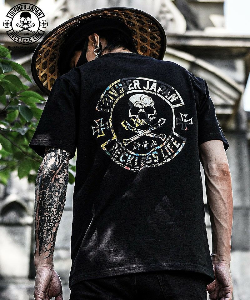 【DIVINERJAPAN】籠蓋髑髏TEE(ブラック)