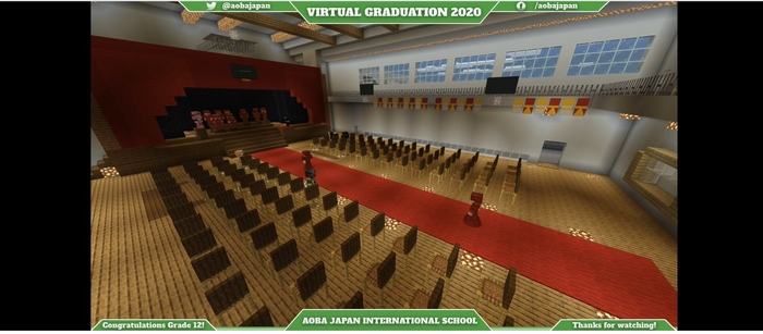 (写真2:卒業生のアバターが次々と入場するシーン)