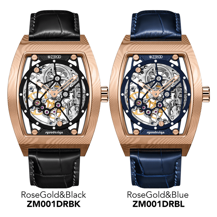 ZEROO M1D THE AURIGAダマスカス鋼ケースのトノー型メカニカルスケルトンウォッチ(10)