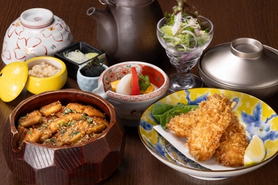 田里津庵の名物をWで味わう、かきあなご膳