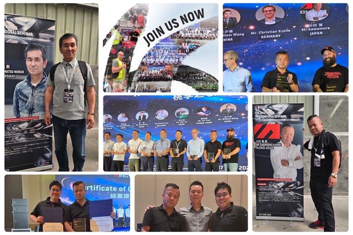 世界フロア発展サミットに出席の仲松と川村