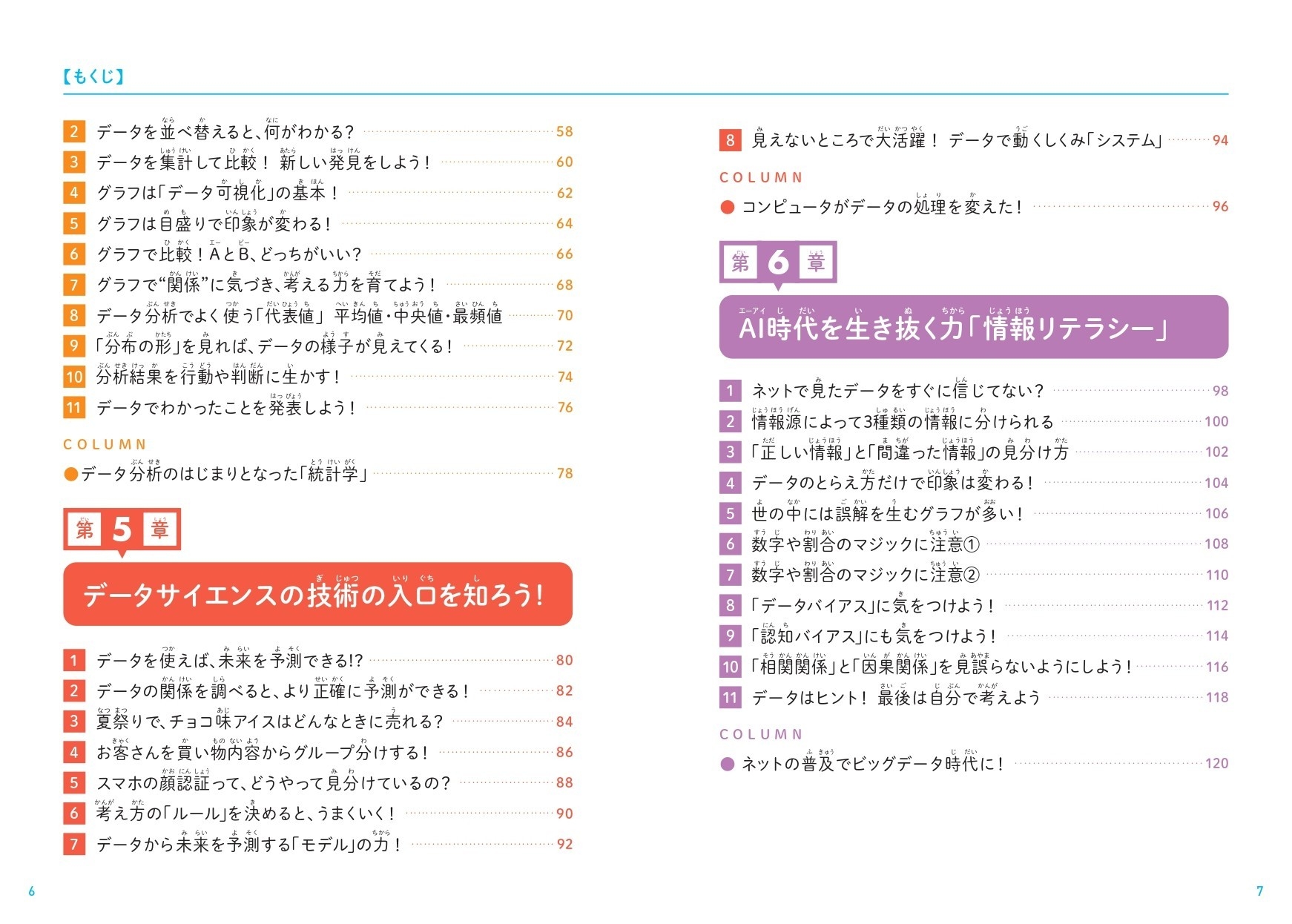 『こどもデータサイエンス なぜデータサイエンスが必要なのかがわかる本』もくじ②