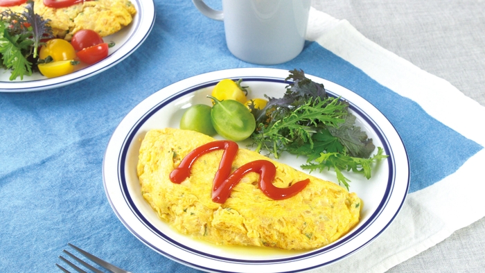 オリジナルレシピ　めんツナふわふわチーズオムレツ