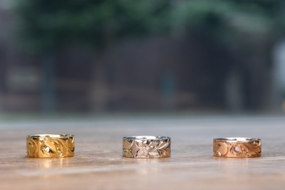 カラーコーティング各色　左からイエローゴールド／シルバー／ピンクゴールド