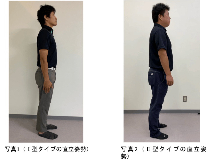 一見どちらも変わらない直立姿勢の画像