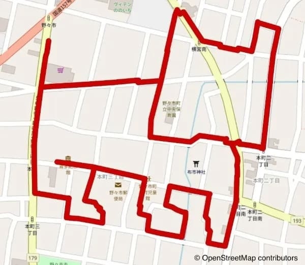 ののいちプロギング 猫のGPSアート