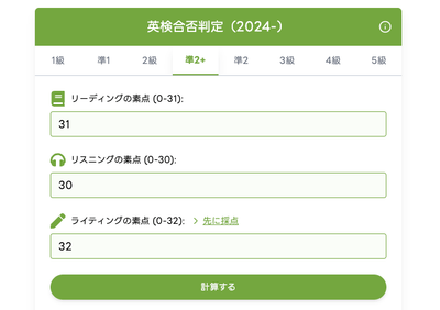 準2級+の合否判定