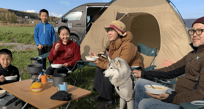 家族のキャンプも全力自動車と全力!