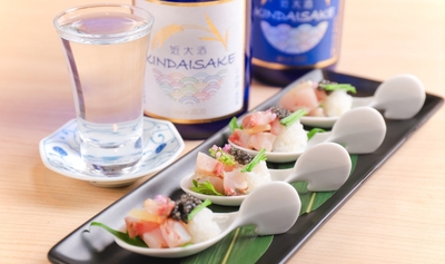 ワンスプーンで食す　近大キャビアの親子寿司