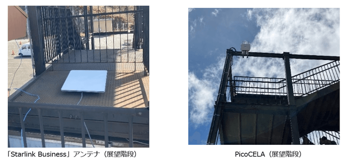 「Starlink Business」アンテナ(展望階段)・PicoCELA(展望階段)