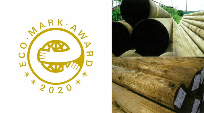 左：エコマークアワード2020ロゴ、右：環境パイル