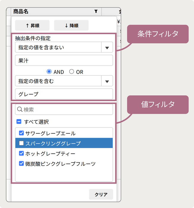 マルチフィルタ機能をサポート