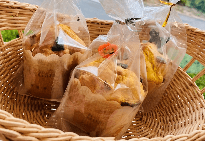 食品栄養学科学生考案のかぼちゃのマフィン(試作品)