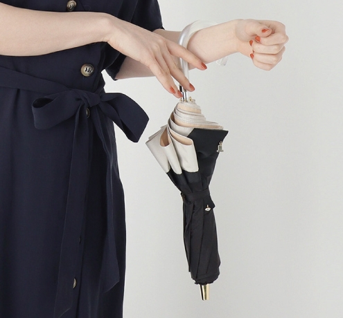 LANVIN en Bleu(ランバン オン ブルー)ビジューリボン 晴雨兼用日傘ブラック