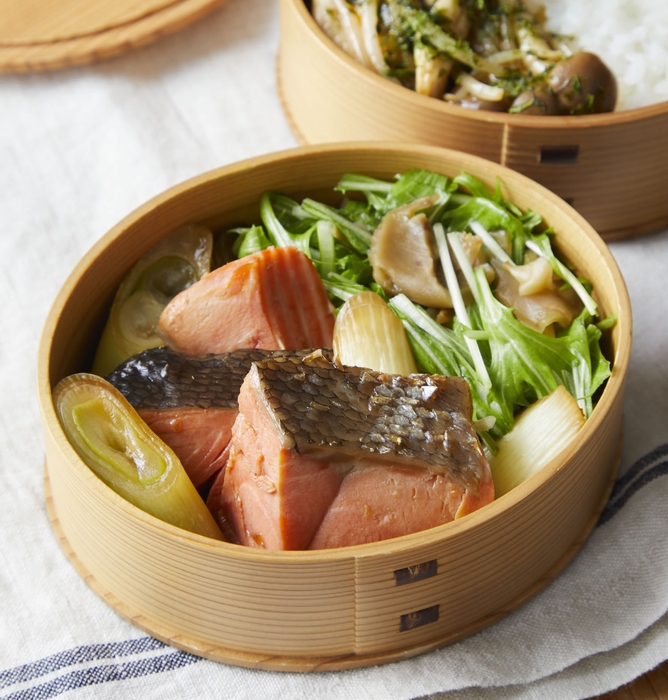 単純弁当:鮭のねぎポン酢べんとう