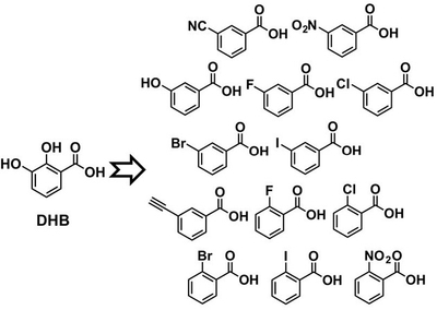 図1　本来の基質DHB（左）および人工アデニル化酵素に許容される基質（右）