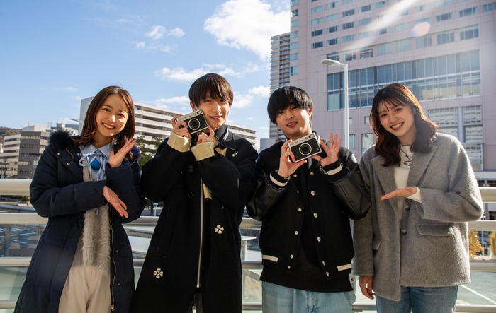 左から 岡本愛衣(HOMEアナウンサー)、小西詠斗、曽田陵介、塚本恋乃葉