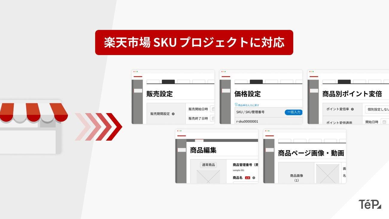 EC 特化ノーコードツール TēPs(テープス)、楽天SKUプロジェクトに対応する機能をリリース