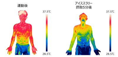 暑熱環境下における運動後のアイススラリー飲用による身体冷却イメージ （撮影協力：広島大学　長谷川博教授）