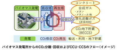 バイオマス発電施設における省エネルギー型CO2分離回収に関する調査を行います