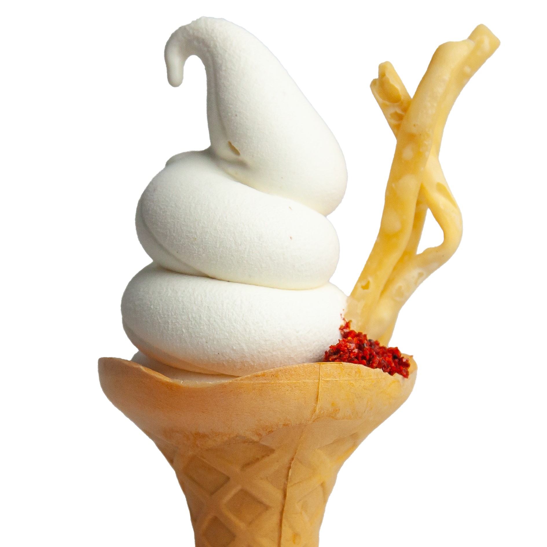 新たに誕生した変わり種ご当地ソフトクリーム”吉田のうどんソフトクリーム”