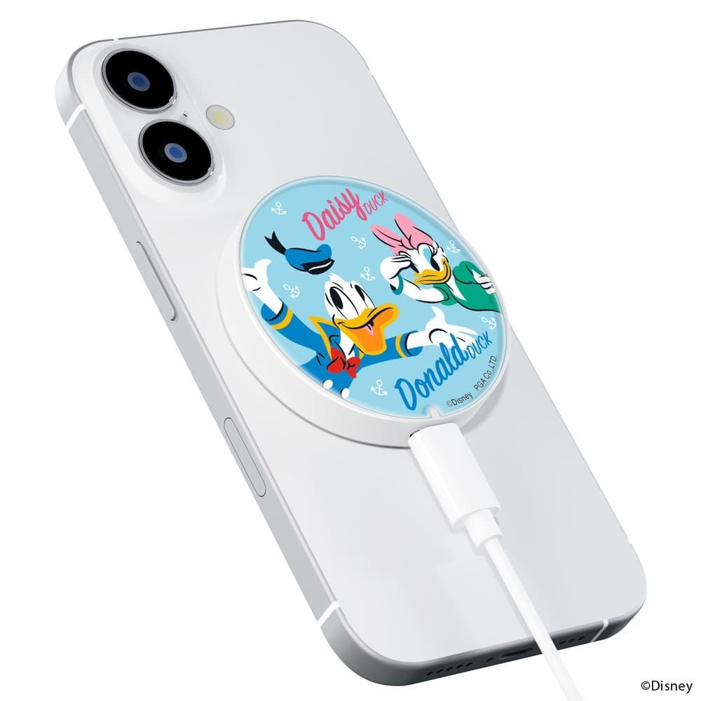 ディズニーキャラクターデザインで“ピタッ”と簡単充電！最大15W対応
