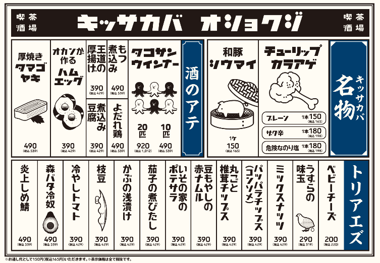 キッサカバ オショクジメニュー(一部)