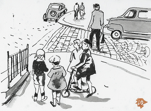 堂本印象 《ピガール(モンマルトル)『美の跫音』(挿絵)》 1952年 京都府立堂本印象美術館蔵