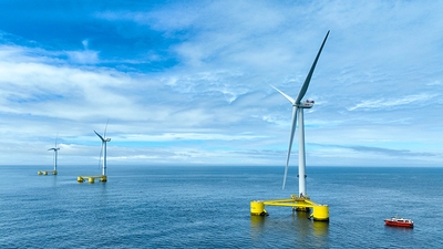 WindFloat Atlantic プロジェクトの写真 (提供：Principle Power 社, Ocean Winds 社)