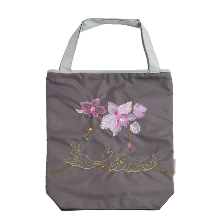 オーキッドオーガンジーカットワーク刺繍トート