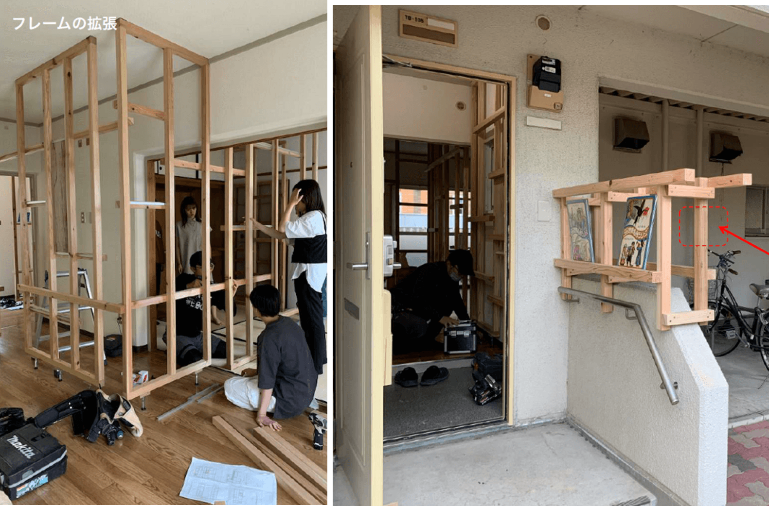 DIYの様子 玄関のサイン