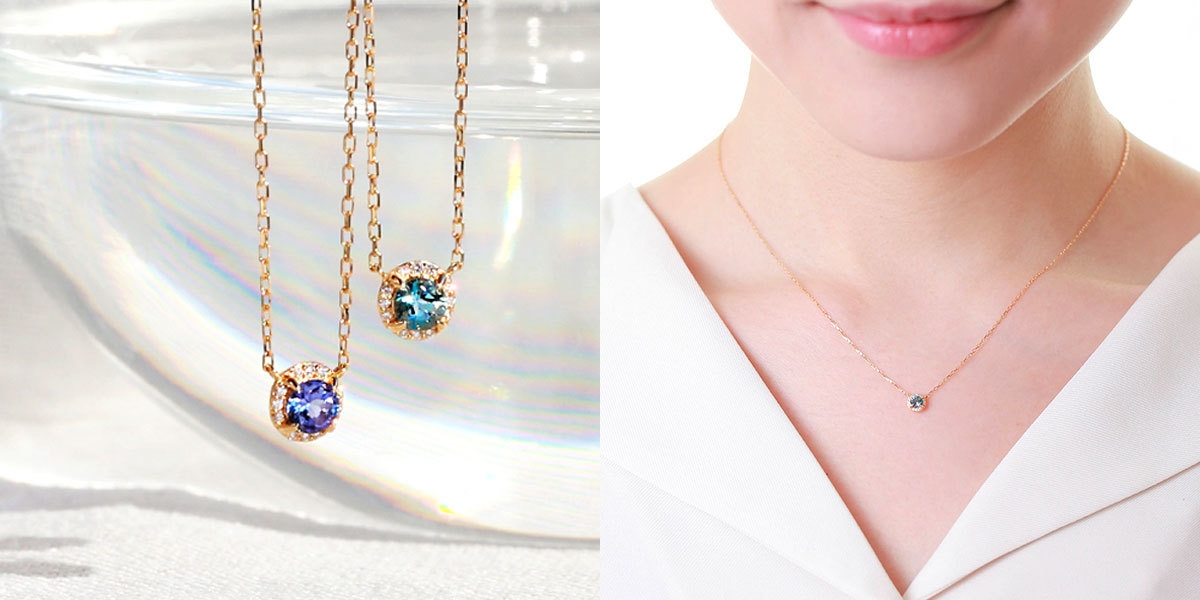 「ロミー」ネックレス(タンザナイト/アクアマリン)