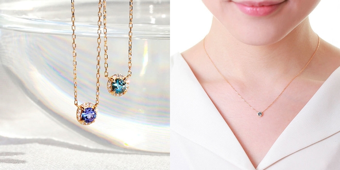 「ロミー」ネックレス(タンザナイト/アクアマリン)
