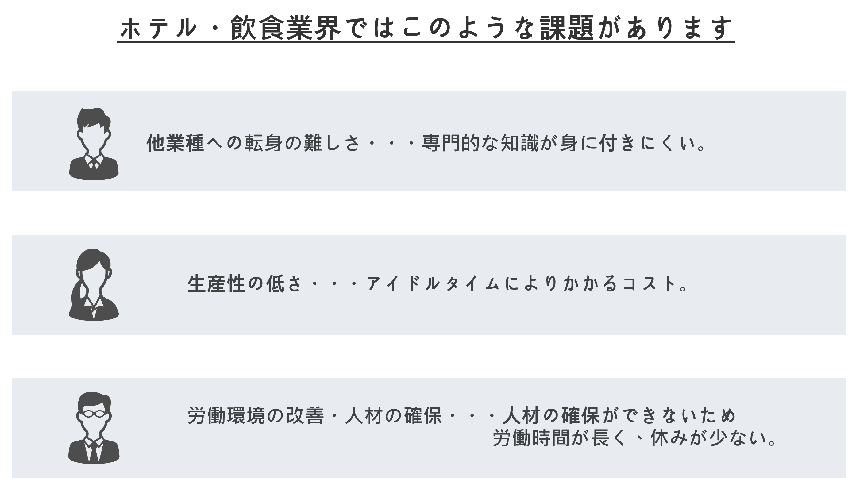 ホテル・飲食業の課題