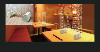 高級和食店向けにデザインした木製足アクリルパーテーションを発売開始〜世界に一つだけの価値をお店に〜