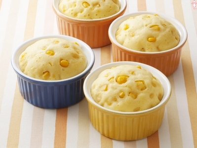 レンジでかんたん！ふわふわコーン蒸しパン
