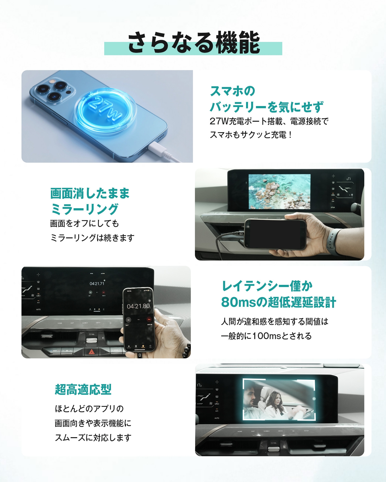 超低遅延で快適操作&ミラーリングしながら、Type-C端子で同時充電