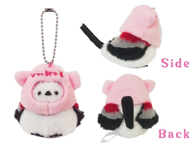 コウペンちゃん×岩下の新生姜 邪エナガさんミニマスコット(ボールチェーン付)（前面／側面／背面）