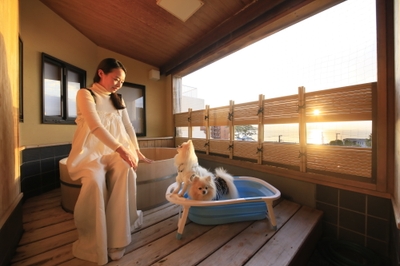 愛犬と一緒に愉しむ露天風呂