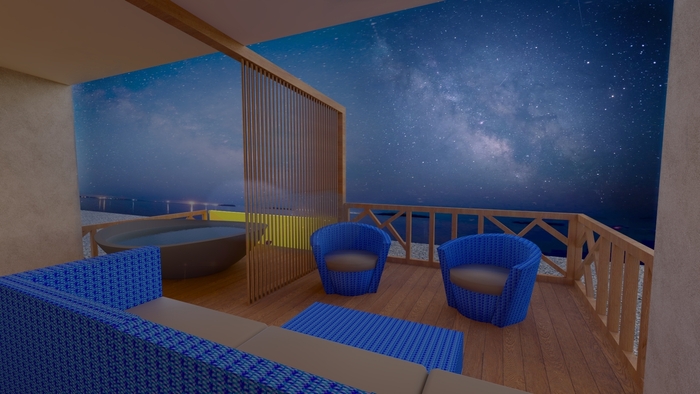 ライトアップ、レーザー光線、満点の星空