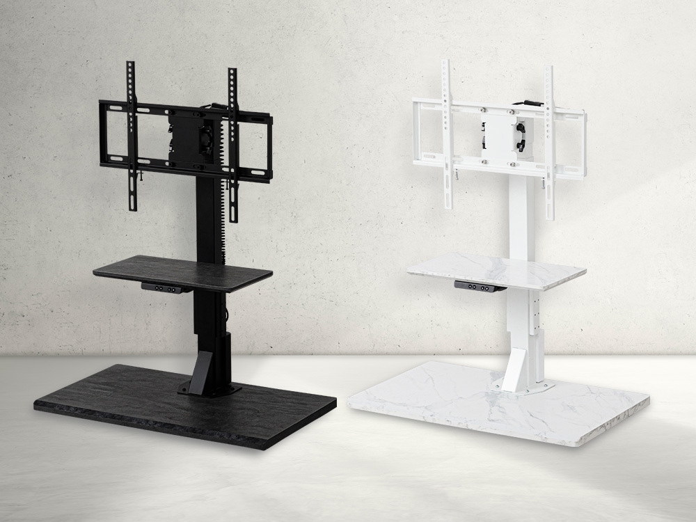 もう、テレビの高さに悩まない 「電動昇降テレビスタンド」2