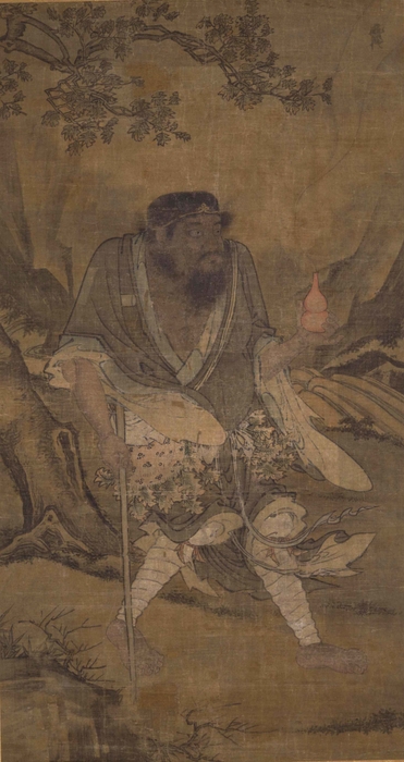 「鉄拐図軸(寒山拾得蝦蟇鉄拐図軸のうち)」 伝劉俊筆 中国 明時代・16世紀 東京国立博物館蔵 東洋館8室で展示