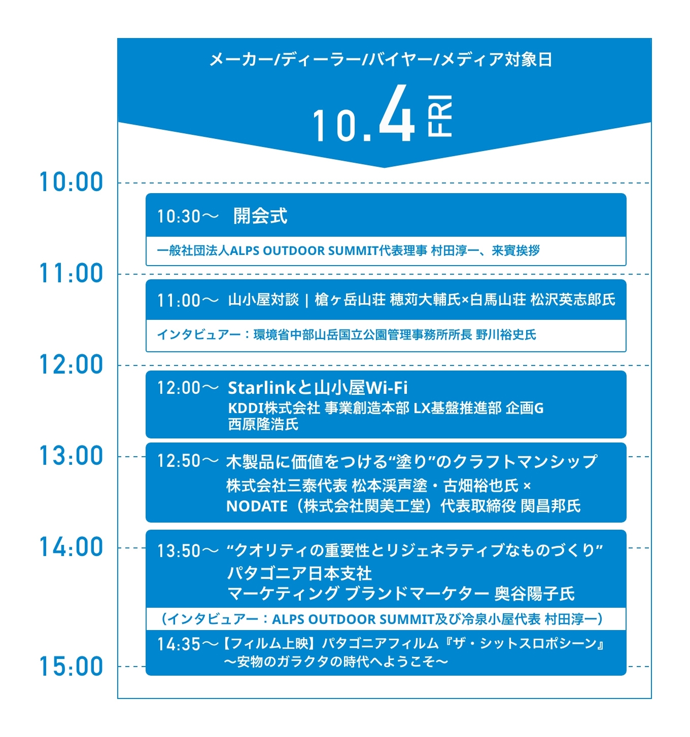 トークセッションタイムスケジュール(10月4日)