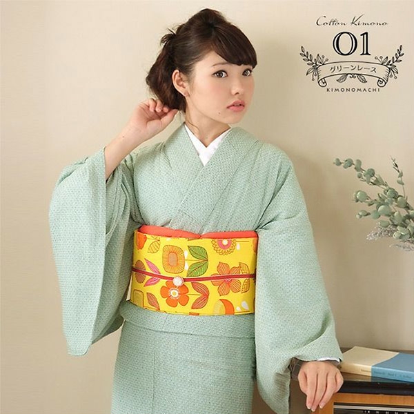 木綿きもの グリーンレース