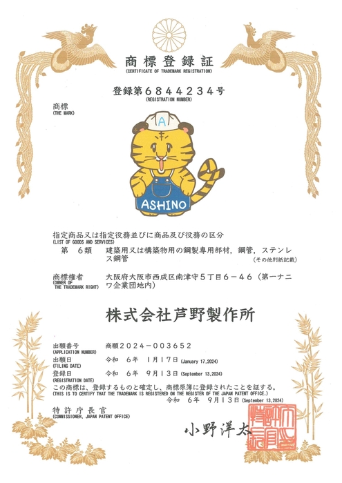 芦野製作所マスコット　商標登録