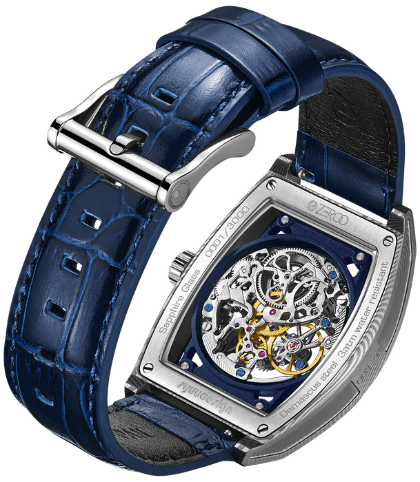 ZEROO M1D THE AURIGAダマスカス鋼ケースのトノー型メカニカルスケルトンウォッチ(7)